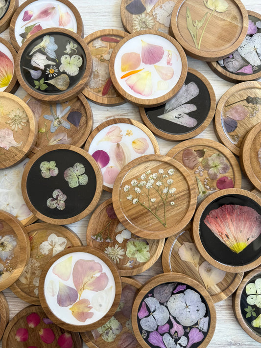 PRESSED FLOWER COASTERS (PREMADE)